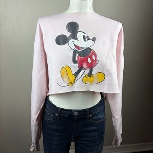 Disney World vintage retro Y2K cropped Pink Fleece Sweatshirt